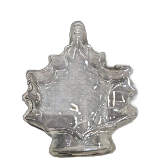 Maple Leaf Shaped Glass Bottle Empty  Maple Syrup Clear  8" Used No Flaws NO CAP - Picture 2 of 4